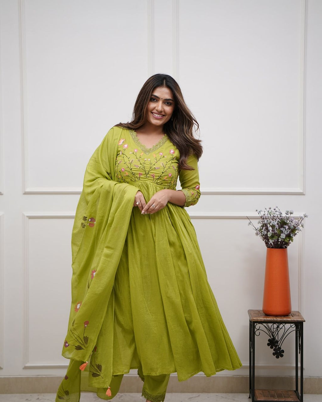 Green Look Beautiful And Elegant In Our Best Cotton Suit Set.